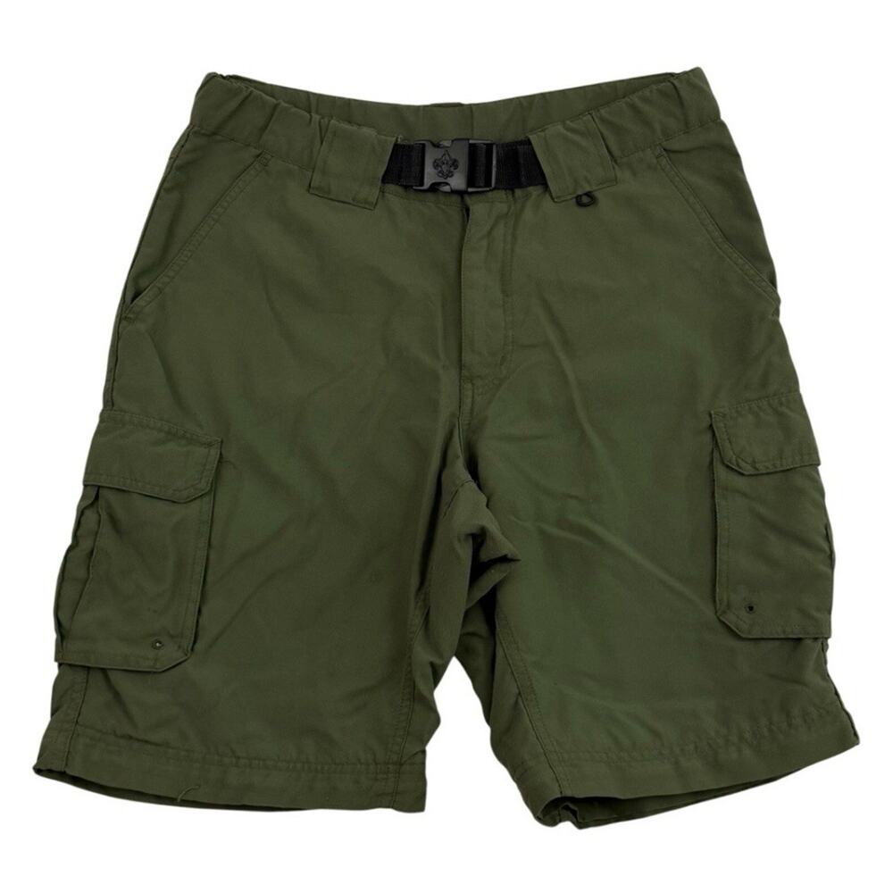 Boy Scouts Of America Cargo Shorts Mens Medium Relaxed Green Nylon Belted